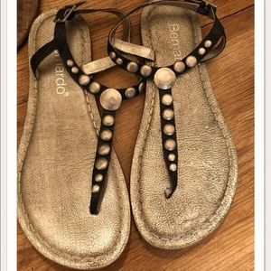 Bernardo Black Concho Sandals